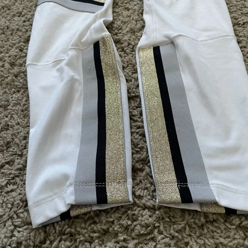 Nike One Icon Clash Women's 7/8 Leggings White Gold Stripe sz S